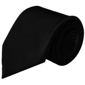 Boys Black Plain Satin Tie (45'')